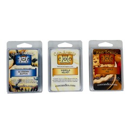 3 Pack Soy Blend Wickless Candle Bar Wax Melts - Bakery Scents (Hot Apple Pie, Vanilla Velvet, and Blueberry Muffins)