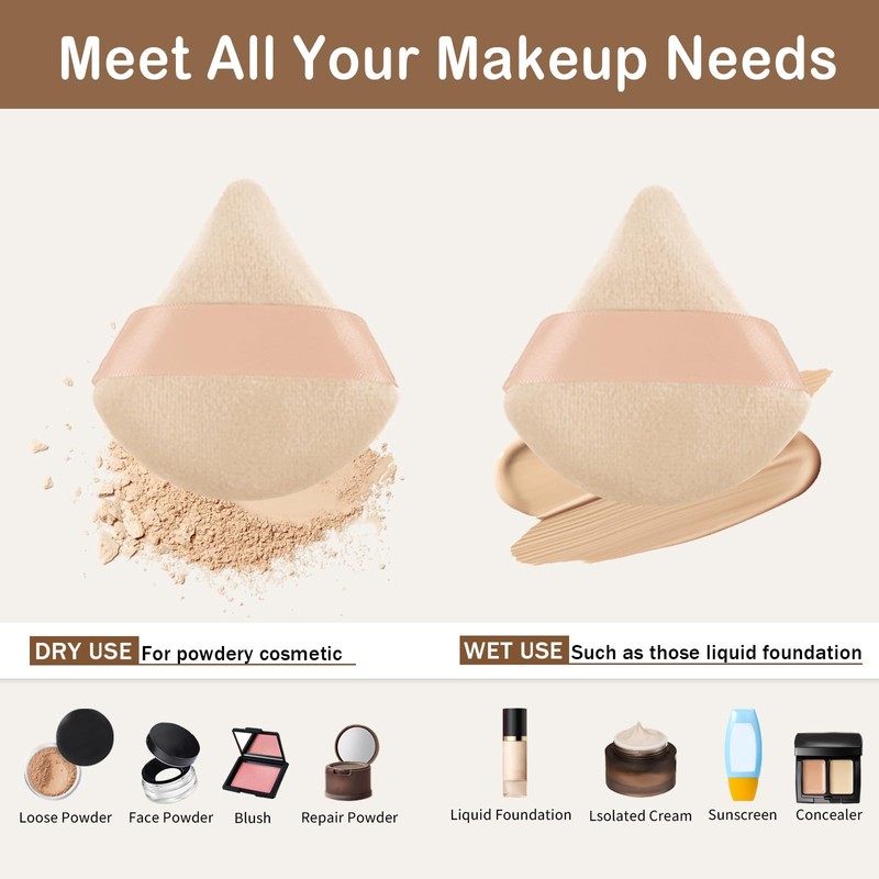 Tehttz 20Pcs Triangle Powder Puff, Makeup Sponges for Loose Powder