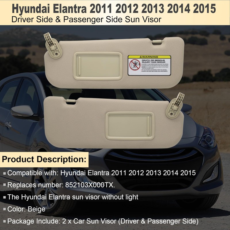 NHILES Left Driver & Right Passenger Side Sun Visor Replacement