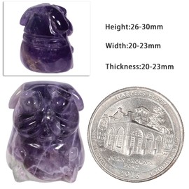Nupuyai 2pcs Amethyst Mini Crystal Stone Statue Carved Animal Pug Dog Puppy Pekinese Set of 2, Energy Healing Stone Figurine Home Office Decor