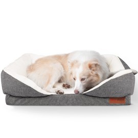 Fida Orthopedic Dog Bed with Memory Foam Base - Dog Lounge Sofa with Removable Washable Cover, Pets Couch Beds for Small/Medium/Large Dogs & Cats (L-35"x26", Black)