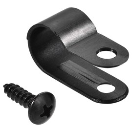 TA-VIGOR 50Pcs Nylon R-Type Cable Clamp Clips, 10.4mm Plastic Cable Clamp Assortment Kit Fastener, Plastic Wire Clamp Clips for Electrical Cable Wire Conduit Cable Management, Black