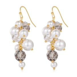 LILIE&WHITE Earrings for Women Pearl Cluster Drop Earrings - Gold-Tone Dangle Earrings with Elegant Faux Pearls and Crystal Beads for Any Occasion