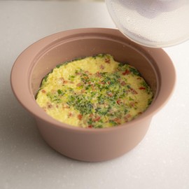 AGUARD Microwave Silicone Steamer for Baby Food, Made In Korea, Oven & Dishwasher Safe to 482°F, Easy Clean, Microwave Pot with Handle & Lid, 100% Food Grade Steamer Bowl (Terracotta Rose, 27.1oz (800ml))