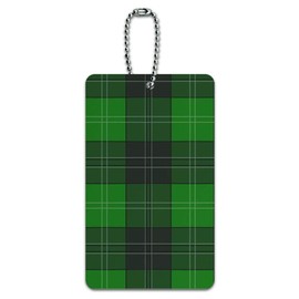 Plaid Green Gray Grey Pattern Luggage Card Suitcase Carry-On ID Tag