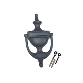 QCAA Solid Brass Door Knocker, Victorian Rope Type, 7-3/8", Matte Black, 1 Pack, Made in Taiwan