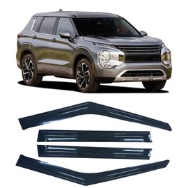 SAOKNCE 4 Pieces Tape-on Extra Durable Rain Guards Fit for 2022 2023 2024 2025 Mitsubishi Outlander,Window Deflectors,Window Visors (Smoke Black)
