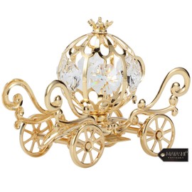 24K Gold Plated Crystal Studded Mini Cinderella Pumpkin Coach Ornament by Matash