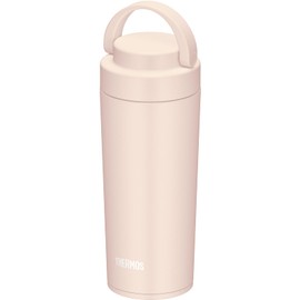 [Dishwasher Safe Model] Thermos Water Bottle Vacuum Insulated Portable Tumbler with Carry Handle 14.2 fl oz (420 ml), Beige Pink JOV-420 BEP