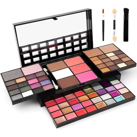 JewelryWe 74 Colors Makeup Palette Set, All In One Lip Gloss, Blusher, Concealer, Contour Powder, Eyeshadow Palette Professional Color Combination Makeup Gift Kit