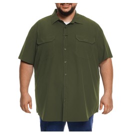 Big and Tall Mens Fishing Shirt UPF 50+ Sun Protection Shirt SPF Quick Dry Army Green 6XL