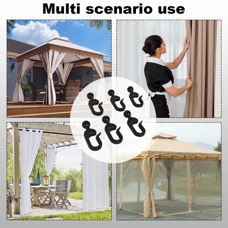 Pack of 50 Gazebo Hooks - Plastic Hooks for Curtains,