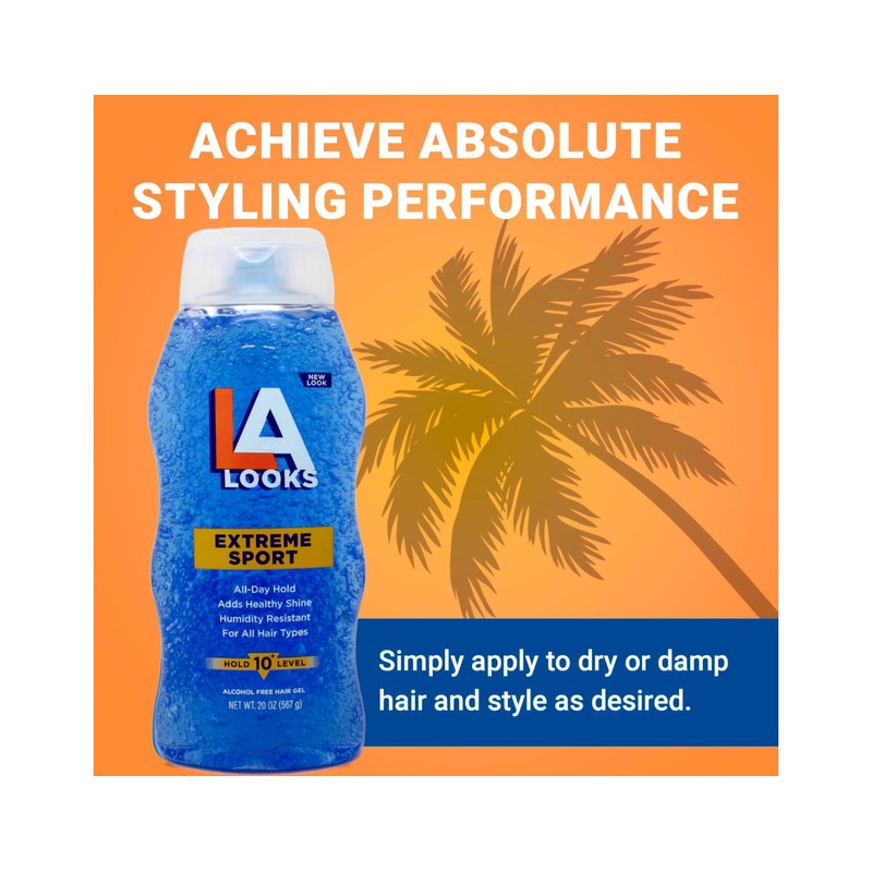 L.A. Looks Sport Xtreme Hold Gel, Hold Level 10+, 20-Ounce