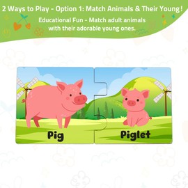 KidSweeties Puzzles, Learning Toys, Jigsaw Puzzle for Toddler, Matching Games for Toddlers 3-5, Preschool Learning Activities, Kindergarten Classroom Must Haves, Homeschool Supplies (Farm)