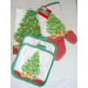 Christmas Tree Design 4 Piece Towel,pot Holder,oven Mitt Set
