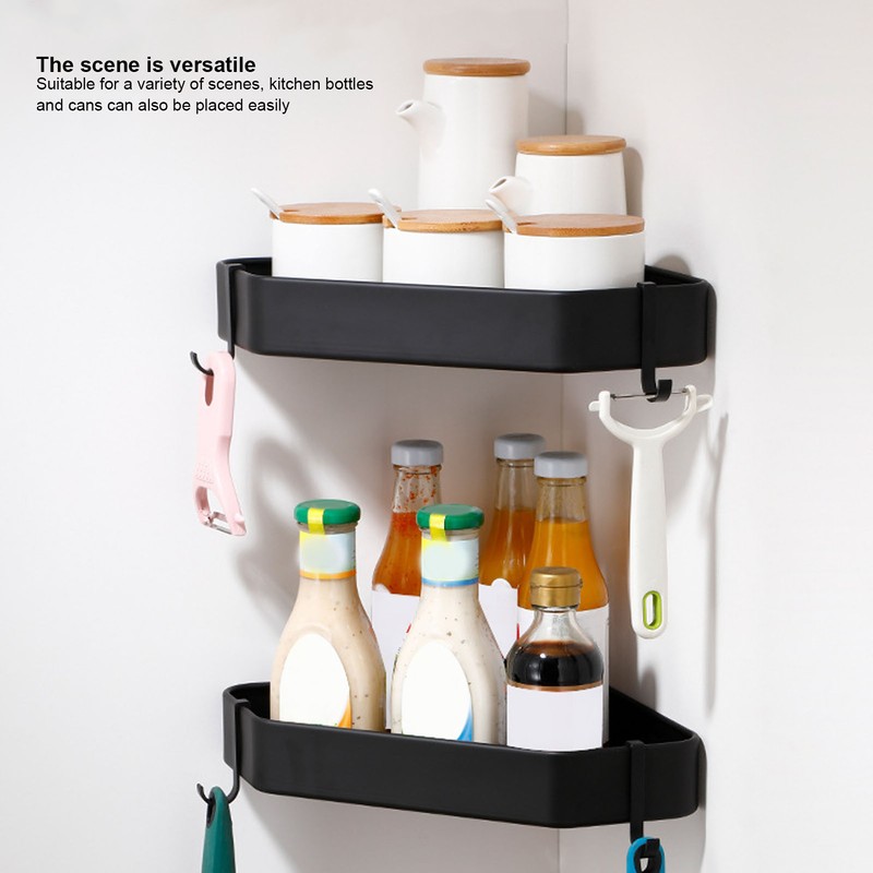 Black Corner Shower Caddy Aluminium Alloy for Bathroom Toilet Kitchen