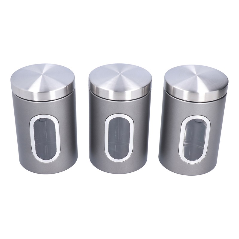 3Pcs Storage Jar Stainless Steel Food Tea Nut Container with