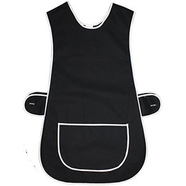 Kentex Online 2 Pack Women's Home Work Tabbard Apron Plain Coloured Single Large Pocket Side Fastening Tabards (WX, Black)