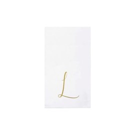 Vietri Papersoft Gold Monogram Guest Towels - L Pack/20-7.75" x 4.5" Spunlace Disposable Napkins