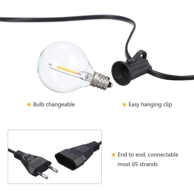 Tomshine AC 220V-240V 21.33ft E12 Base G40 LED Fairy String