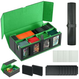 WPGEAR Trading Card Deck Case for 1600 Cards, Storage Box with Display Windows for MTG Commander, Magic Card, PTCG, Sport Card and Other Trading Card Games - GREEN