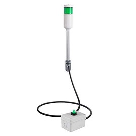 ATESR-10-G, Andon Light, Remote Selector Switch Control Box, w/10ft Cable, 9.45" Pole w/L Bracket, Green Steady, 110VAC, 6ft Power Cord