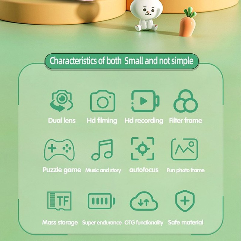 Children Camera 2in Screen AI Face Recognition Multifunctional USB Charging