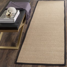 SAFAVIEH Natural Fiber Collection 2' x 3' Maize / Black NF141A Border Sisal Accent Rug