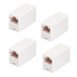 Awishwell RJ11 6P4C Inline Coupler, 4 Pack Phone Line Adapter, Straight Telephone in-line Coupler Jack, 1Female to 1Female Phone Jack Extension Adapter, White