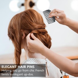 3 Pcs Haar Kämme Rutschen, Kunststoff Französisch Twist Seite Kämme starken Halt Twist Zähne Rutschen Clips Zubehör schwarz Kamm für mehrere Frisuren Mädchen Frauen Mädchen dicke feine Haar