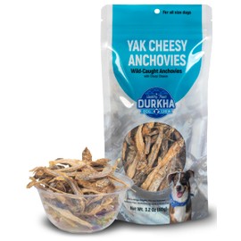 Durkha Whole Anchovies Dog Treats – Natural Single Ingredient Fish Treats from North Sea Anchovies – High in Omega-3 with Vitamins for Skin Coat and Heart Health – 1 Pack for All Dogs