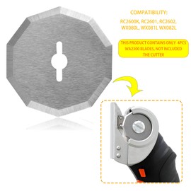 Replacement Rotary Blades Compatible with Worx WX082L 4V ZipSnip Cordless Electric Scissors, 4-Pack WA2300 Replacement Blades, (1-1/2"),Fits RC2600K, RC2601, RC2602, WX080L, WX081,WX081L