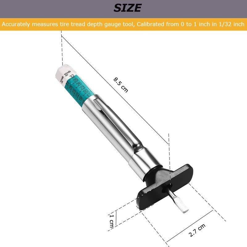 Smart Color Coded Tire Tread Depth Gauge, YTFGGY Tyre Tread