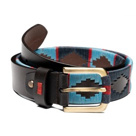 HD DHISPANIA Mens Handmade Argentine Style Leather Belt with Buckles Blue T/95-T/100-T/105-T/110-T/115-T/120, blue