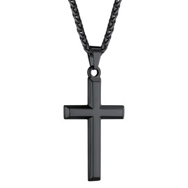 Black Cross Necklace for Women, Cross Chain Christian Jewelry Cross Pendant for Women Teenage Girls 22 Inch Cross Necklace for Men Boyfriend