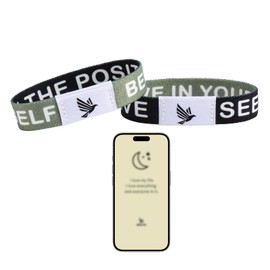 WALLFID 2 Piece Set with NFC Function,Inspirational Bracelets for Women,1000 Motivational Quotes,Motivational Bracelets,Positive Affirmation Cards.(Black-170mm)