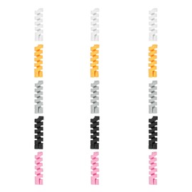 sourcing map 15Pcs Charger Cord Protectors, Flexible Rubber Spiral Cord Protector for Phone Charger Headphone Laptop, Black, Gray, White, Pink, Yellow