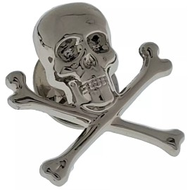 MASONIC Biker Skull Bones Silver  Lapel 1" Pin