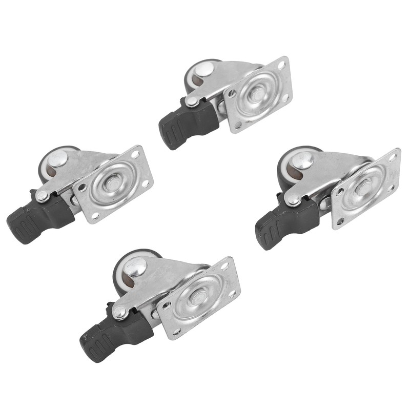 4Pcs Small Caster Wheels 1in Diameter Steel Rubber Rotating Locking