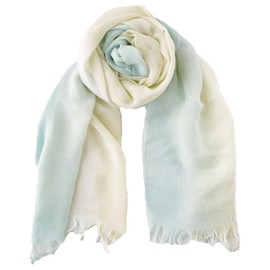 Kinuya 6977 Light and Soft Silk Blend Stole UV Protection, Panel: Light blue-green x yellow