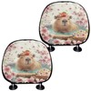 Finagallathe Cute Capybara Print Car Head Rest Covers Cherry Blossom