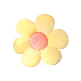 ACYOUNG Flower Floor Cushion Tatami Flower-Shaped Plush Decor Comfortable Seat Cushion for Children's Room Home Sofa Decoration (40 x 40 cm, Yellow & Pink - a)