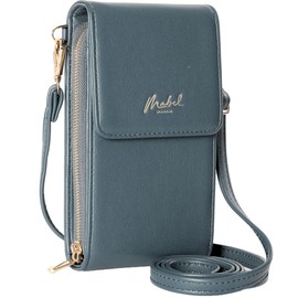 Mabel London Crossbody Phone Bag, Becky RFID Blocking for 6.7 Inch Cellphone, Women PU Leather Wallet, Purses, with Credit Card Slots - (Denim Blue)