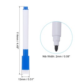 PATIKIL Whiteboard Marker Pens 100 Pack Blue Ink Fine Tip with Eraser Cap for Office Home Classroom White Pen Handle