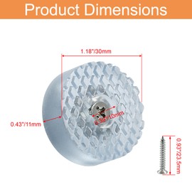 Rierdge 20 PCS 30mm Transparent Round Furniture Pads with Screws, Non Slip Furniture Feet for Table, Chair, Desk, Sofa Leg