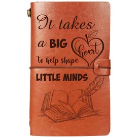 Leinuosen Teacher Leather Journal Teacher Appreciation Gifts 136 Pages Travel Journal Notebook Retro Diary Writing Notepad Gift for Christmas Teacher's Day Graduation(Heart Style,Brown)