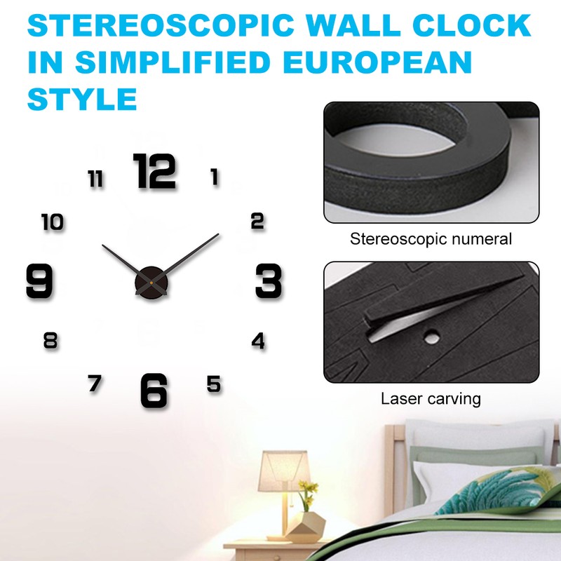 3D DIY Luminous Dial Drill-free Acrylic Frameless Silent Wall Clock