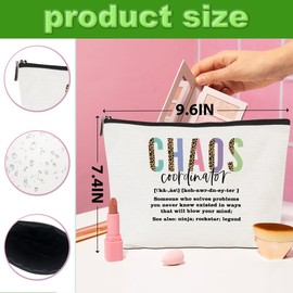2pcs Chaos Coordinator Makeup Bag Chaos Coordinator Gifts for Women Cosmetic Bag, Thank You Gifts for Women Her Moms Manager Colleagues Retirement Boss Gift, Makeup Pouch Zipper Bags