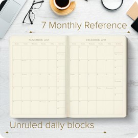 Gallery Leather Desk Weekly Monthly Planner 2025, Elegantly Bound Calendar Planner and Notebook with Stylish Gold-Gilded Page Edges, 12 Months - Acadia Malibu - 8 x 5.5 "