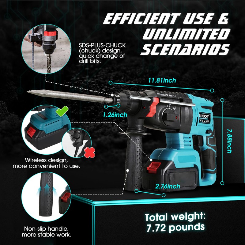 1-1/4 Inch Cordless Rotary Hammer Drill SDS-Plus Brushless for Makita